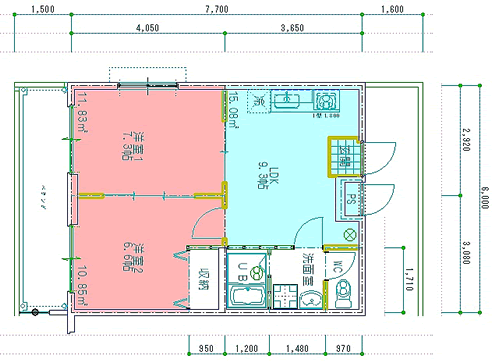 マンション赤井 室内平面図 2ldk